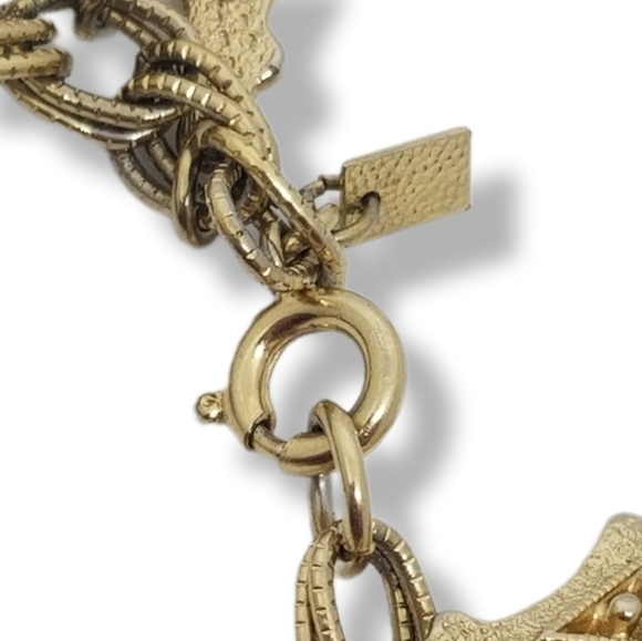 EMMONS VINTAGE ETRUSCAN STYLE GOLDTONE STATEMENT CHARMED BRACELET - Picture 8 of 8